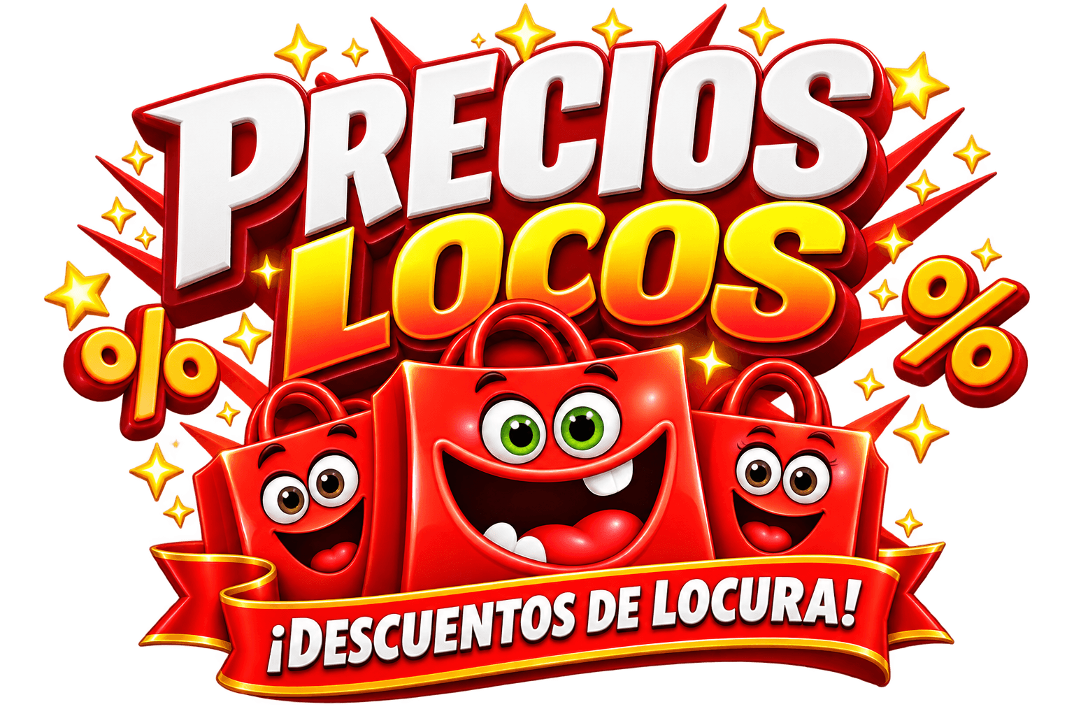 Las bolsas sonrientes de Precios Locos, descuentos de locura